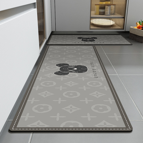 trend cartoon kitchen floor mat scrub stain resistant foot mat oil absorbent household long carpet non-slip waterproof mat