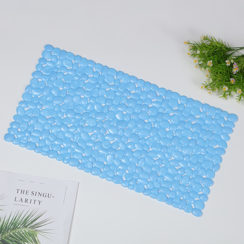 Shida PVC Solid Color Rectangular Stone Non-Slip Bathroom Mat Comfortable Healthy Safe Beautiful with Suction Cup