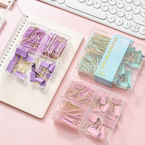 cross-border four-in-one size long tail clip clip office combination macaron color ticket holder paper clip binding suit