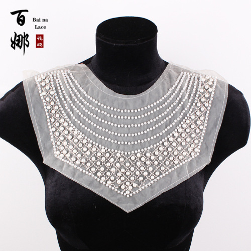 Bai Na Lace Women‘s Front Collar Pearl Collar Flower DIY Semi-Finished Clothing Accessories Rhinestone Sequins spot Supply