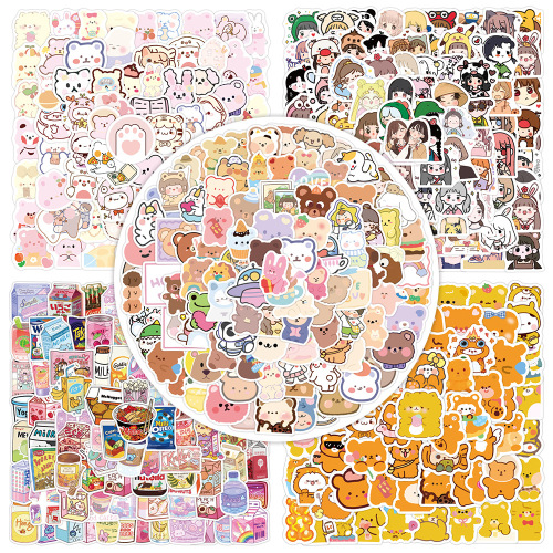 500 cute korean bear girl ins cartoon character journal stickers stationery luggage note stickers