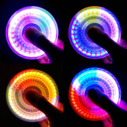 Fingertip Gyro Stall Square Children Adult Stress Relief Toys Luminous Band Light Night Fluorescent EDC Three-Leaf Rotating