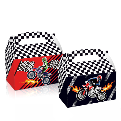 motorcycle racing plaid theme party paper box plaid gift box tuck box portable box horn box cake box