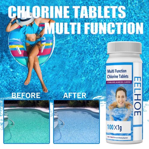 Eelhoe Swimming Pool Effervescent Chlorine Tablets Water Quality Cleaning Algaecide Cleaning Water Purification Effervescent Tablets Removing Green Water Decontamination