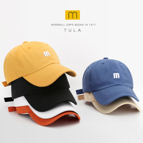 hat m letter embroidery peaked cap men‘s all-match curved brim cotton soft top sun hat fashion simple women‘s baseball cap
