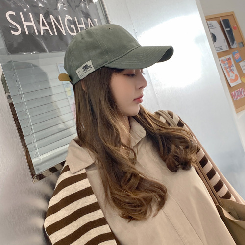 hat female japanese retro side patch solid color baseball cap simple casual spring and summer sun hat soft top peaked cap male