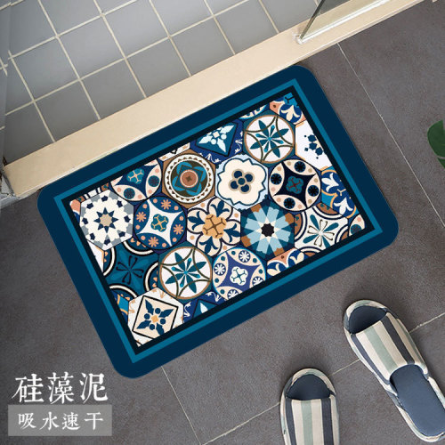 cross-border retro toilet floor mat toilet bathroom diatom mud soft floor mat non-slip mat household entrance door mat