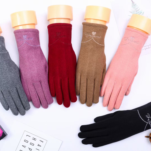 Women‘s Winter Gloves Fleece Lined Padded Warm Keeping Cute Suede Women‘s Riding Cold-Proof Windproof Cycling Touch Screen Winter