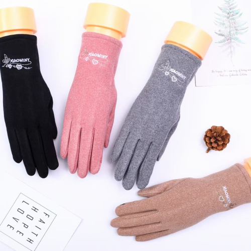 winter women‘s gloves fleece lined padded warm keeping cute suede women riding cold-proof windproof cycling touch screen winter