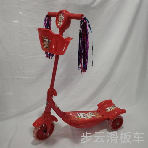 step cloud gift scooter with light music ribbon children scooter with basket three-wheeled scooter toy car
