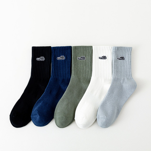 2023 fall winter men embroidery tube socks socks men‘s sports combed cotton breathable cotton socks