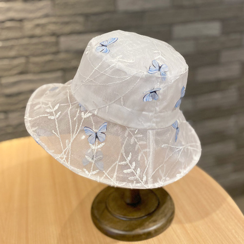 Fisherman Hat Female Korean Ins lace Three-Dimensional Butterfly Hat Summer Sunscreen Hollow Mesh Breathable Sunshade Basin Hat
