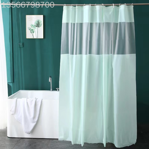[muqing] new simple splicing transparent mint green peva waterproof shower curtain partition toilet wet and dry separation
