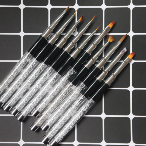 Nail Brush Set Nail Painting Pen Painted Drawing Line Phototherapy Drawing Line Crystal Carved with Drill Rod Set
