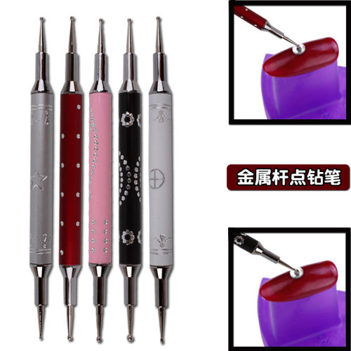 nail art double-headed point drill pen point pen 5-piece point drill needle set indentation pen in stock