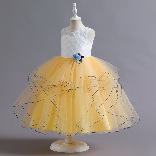 European and American Hot Selling Children‘s Dress Sleeveless Elegant Flexible Mesh Princess Dress Girls‘ Festival dress Skirt