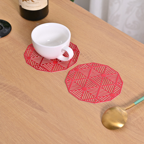 European round Coaster Solid Color Hollow Western Restaurant Table Mat Home Bowl Mat Coffee Coaster Insulation Placemat Wholesale 