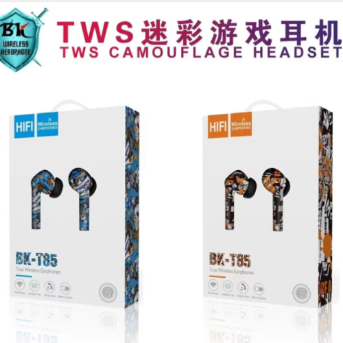 New TWS Camouflage Graffiti Wireless Bluetooth Game Headset Cross-Border hot-Selling Private Model Patent No Delay 