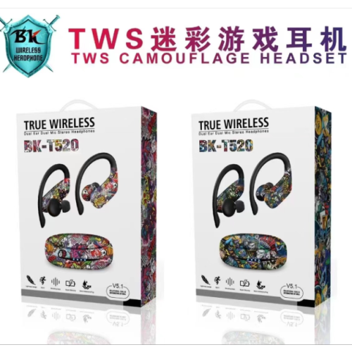 new tws camouflage graffiti wireless bluetooth game sports headset cross-border hot private model patent without delay