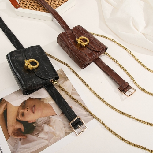 foreign trade spot fashion trend wild crocodile gold waist bag detachable chain belt ins internet celebrity messenger bag