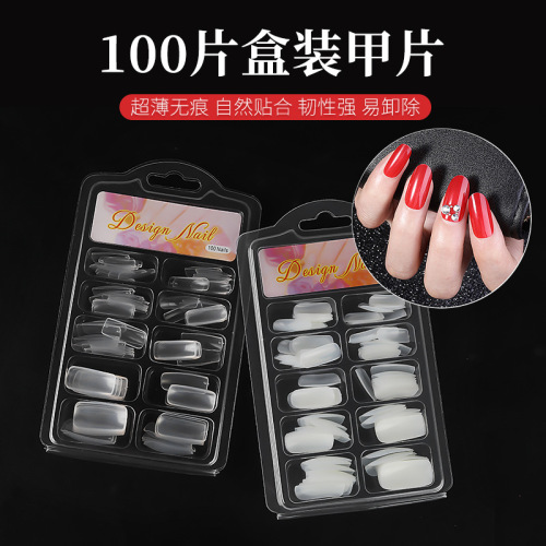 100 pcs plastic-absorbing boxed nail tablets manicure french nail tablets full nail stickers diy nail piece phototherapy nail
