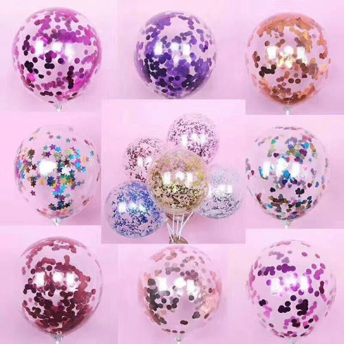 12-inch sequin balloon birthday wedding room festival party decoration sequins transparent latex balloon electrostatic sequin balloon