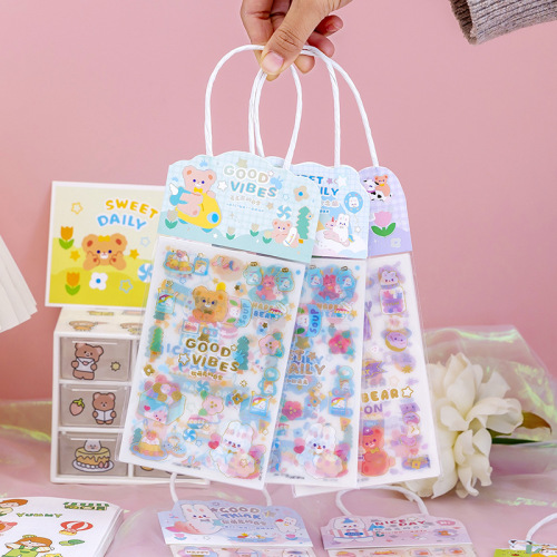 Cartoon Stickers Wholesale Children‘s Hand Account Stickers Portable Bag Bronzing Frosted Girl Postcard Cup Stickers Prize
