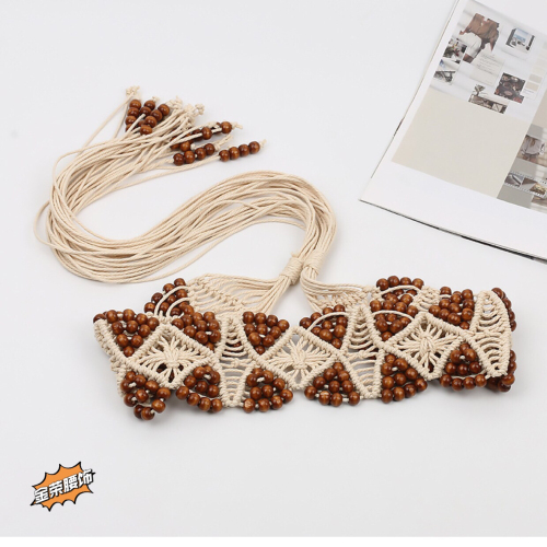 hand-woven belt advanced women‘s wide waist decoration ethnic style skirt with new personality waist seal with fashionable dress