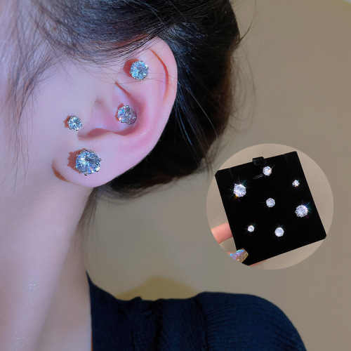 Non-Pierced Magnetic Zircon Ear Worm Stud Design Sense Niche Temperament Magnet Earrings Female Versatile Internet Celebrity Ear Bone Clip