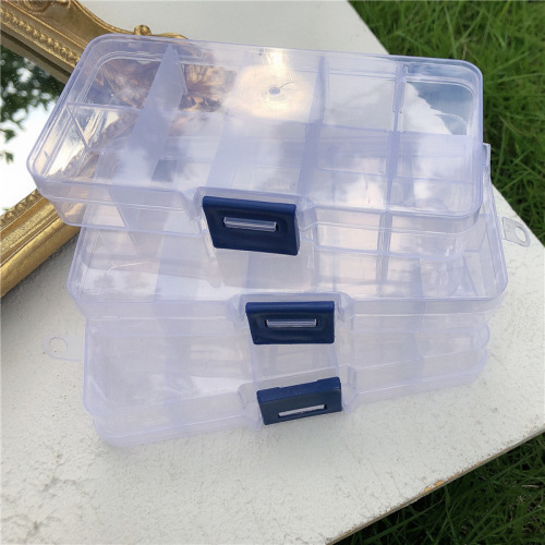 Jewelry Storage Box Convenient Minimalist Transparent Plastic Multi-Grid Ear Stud and Ring Jewelry Box 10 Grid Jewelry Box