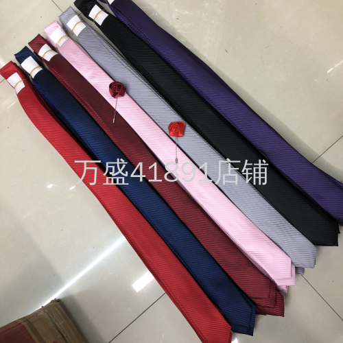 men‘s tie wansheng tie polyester yarn-dyed jacquard fashion monochrome thread formal wear professional tie