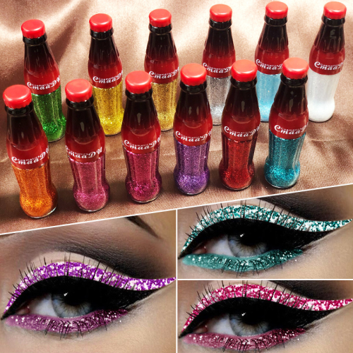 foreign trade cross-border e-commerce exclusively for cola liquid eyeliner colorful flash shiny glitter powder liquid eyeliner
