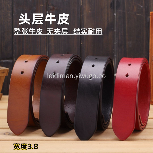 High-End Headless Belt Vegetable Tanned Leather Retro Non-Lead Belt First Layer Belt Genuine Leather Belt
