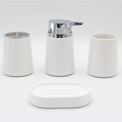 plastic bathroom four-piece set hotel solid color lotion bottle simple toothbrush holder brushing cup toilet soap dish