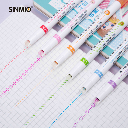 xingmiao s-7008 hand account lace pen wave pattern highlighter outline curve pen student mark drawing pen