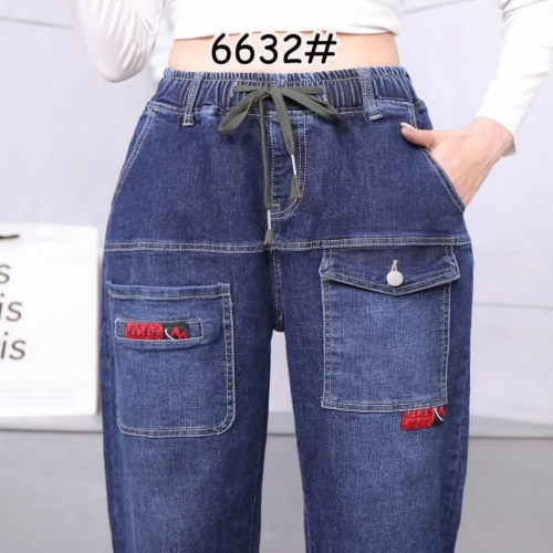 large size ethnic style jeans jeans dad pants guangzhou new elastic waist high waist beam pants 2022 autumn and winter