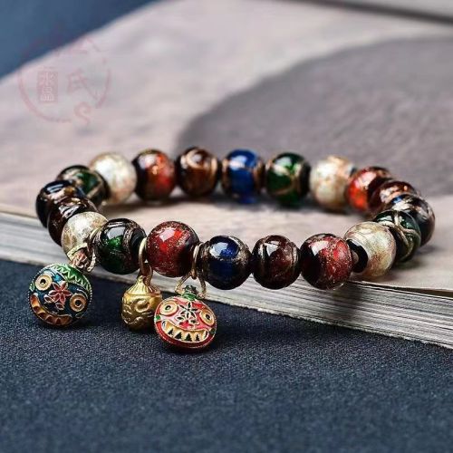 yonghe palace qin xiaoxian star same style fragrant gray colored glaze colorful multi-treasure gold beast men‘s and women‘s fashion bracelet bracelet