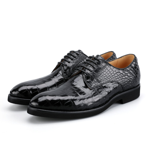 Real Crocodile Leather Men‘s Shoes Men‘s Leather Shoes Business Dress Men‘s Shoes Lace-up Crocodile Belly Leather Shoes 