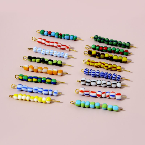 3mm4mm5mm Vintage Striped Rice Beads Contrast Color Glass Rice Beads DIY Jewelry Beaded Accessories 450G Wholesale Loose Beads