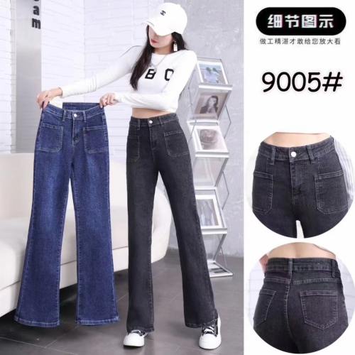 Autumn and Winter High Waist Wide Leg Mop Pants Jeans Women‘s Pants High Elastic Body Shaping and Slim Looking Bootcut Trousers Straight Leg Dad Jeans