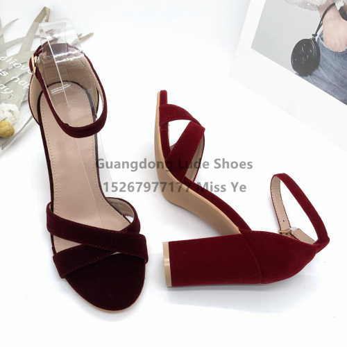 new summer high heel chunky heel mid heel sandals simple comfortable mature fashion guangzhou women‘s shoes handcraft shoes