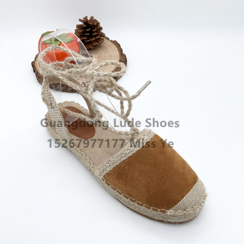 new spring， summer and autumn retro hemp rope bottom guangzhou women‘s shoes design sense hemp rope strap all-matching handcraft shoes