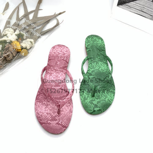 summer new flat slippers foreign trade snake pattern beach wear simple and comfortable flip flops female guangzhou women‘s shoes worker
