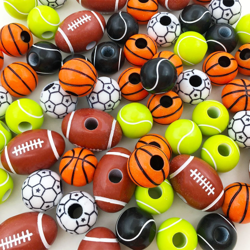 acrylic beads basketball football rugby volleyball softball perforated beads beaded diy jewelry hair rope doll accessories