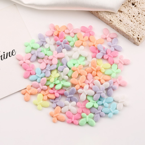 Plastic Candy Color Straight Hole Butterfly Handmade Beaded DIY Creative Phone Case Bag Accessories Acrylic Beads