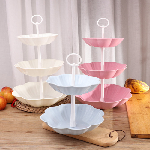 Fruit Plate European-Style Multi-Layer Home Creative Fashion Three-Layer Cake Stand Plastic Double Layer Fruit Pot Fruit Basket Modern Living Room