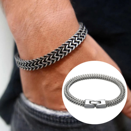 Hip Hop Ear Accessories Stainless Steel Keel Chain Bracelet Titanium Steel Bracelet Men‘s European and American Style Cross-Border Sold Jewelry