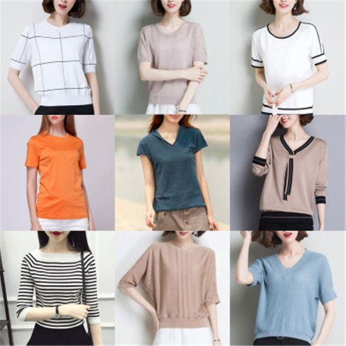 women‘s miscellaneous summer short-sleeved shirt clearance processing knitted sweater inventory stall t-shirt inventory tail goods wholesale