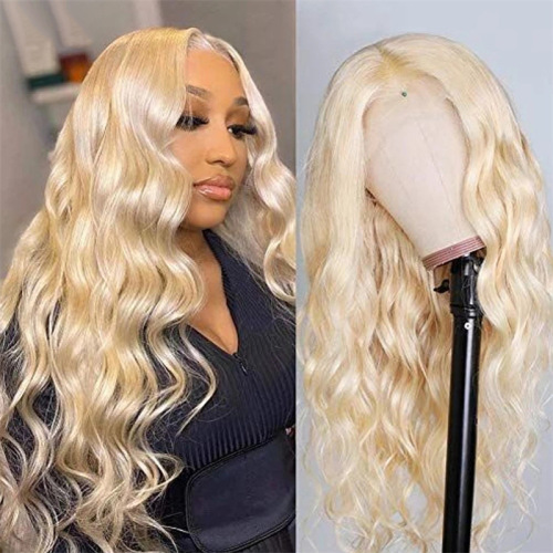 european and american fashion wig female center-parted bangs african small curly light golden wig female water ripple long curly hair in stock
