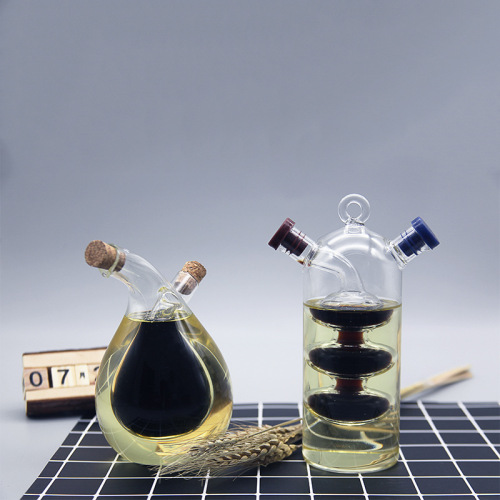 Oil Pot Cork Transparent Glass Sealed Oil Pot Household Creative Kitchen Soy Sauce Bottle Vinegar Bottle Spice Jar